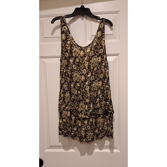 Intimately Free People Yellow & Black Paisley Tiered Ruffle Tank Top Tunic M - Picture 2 of 15